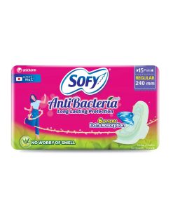 Sofy Antibacteria Sanitary Napkin (240mm) Regular Size 15Pads