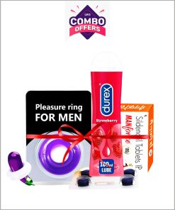 Manforce 4tablet +Durex Strwberry gel 100ml+pleasure ring for men