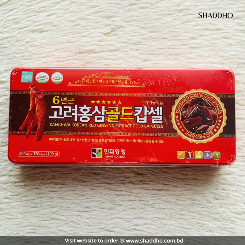 Kanghwa Korean 6 Years Red Ginseng Extract Gold Capsules (120 Capsules) - Image 3