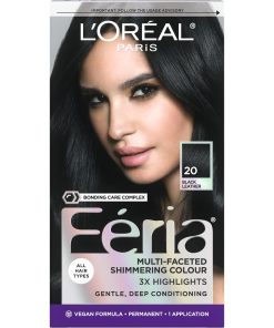 L'Oreal Paris Feria Multi-Faceted Shimmering Permanent Hair Color 20 Black Leather (Natural Black)
