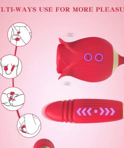 Alternative view of Rose 2in1 Rechargable Vibrators Sucking and Thrusting Up Down Dildo For Women
