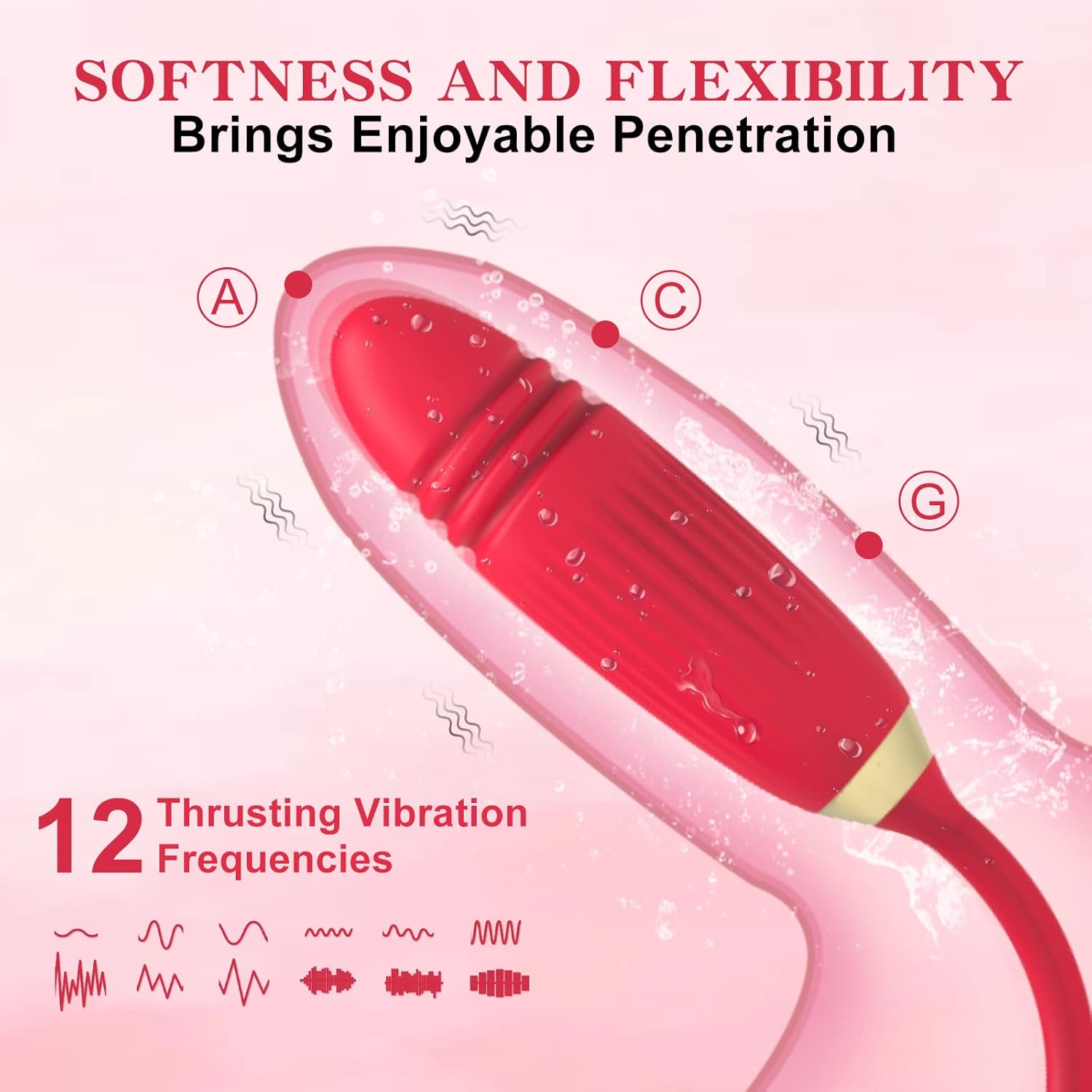 Rose 2in1 Rechargable Vibrators Sucking and Thrusting Up Down Dildo For Women - Image 4