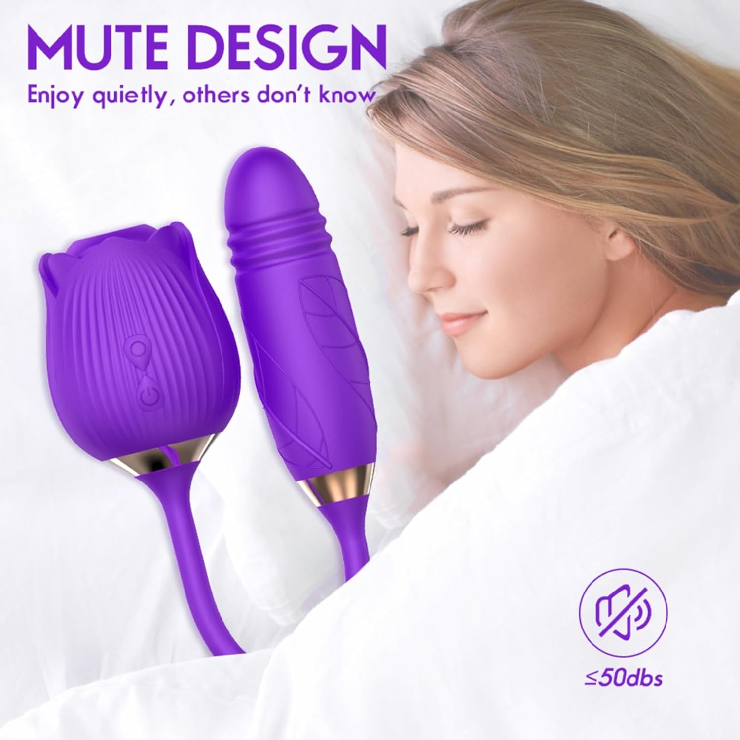 Rose 2in1 Rechargable Vibrators Sucking and Thrusting Up Down Dildo For Women - Image 8