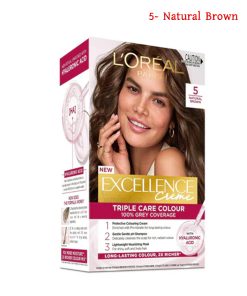 L’Oréal Paris Excellence Creme Permanent Hair Dye 100% Grey Coverage -5 Natural Brown