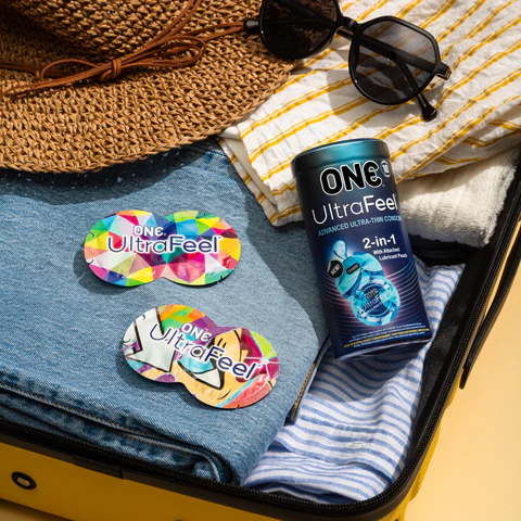 ONE Ultra Feel 2 in 1 Advanced Ultra Thin With Lubricant Pouch Condom -10Pcs Jar - Image 2