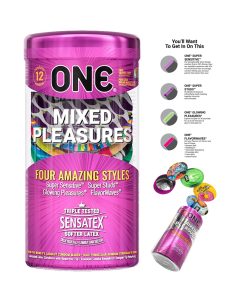 One Mixed Pleasures Natural Latex Condom 12 pcs