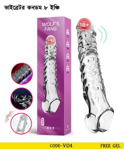 ₀̷₁̷WOLFS FANG Transparent Vribetor Condom 8 inch