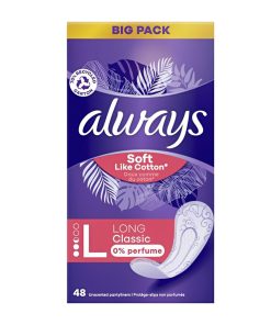 Always Dailies Soft Like Cotton Long Classic Pantyliners 48 count