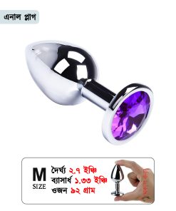 Jeweled Stainless Steel Butt Anal Plug Size (M) Purple