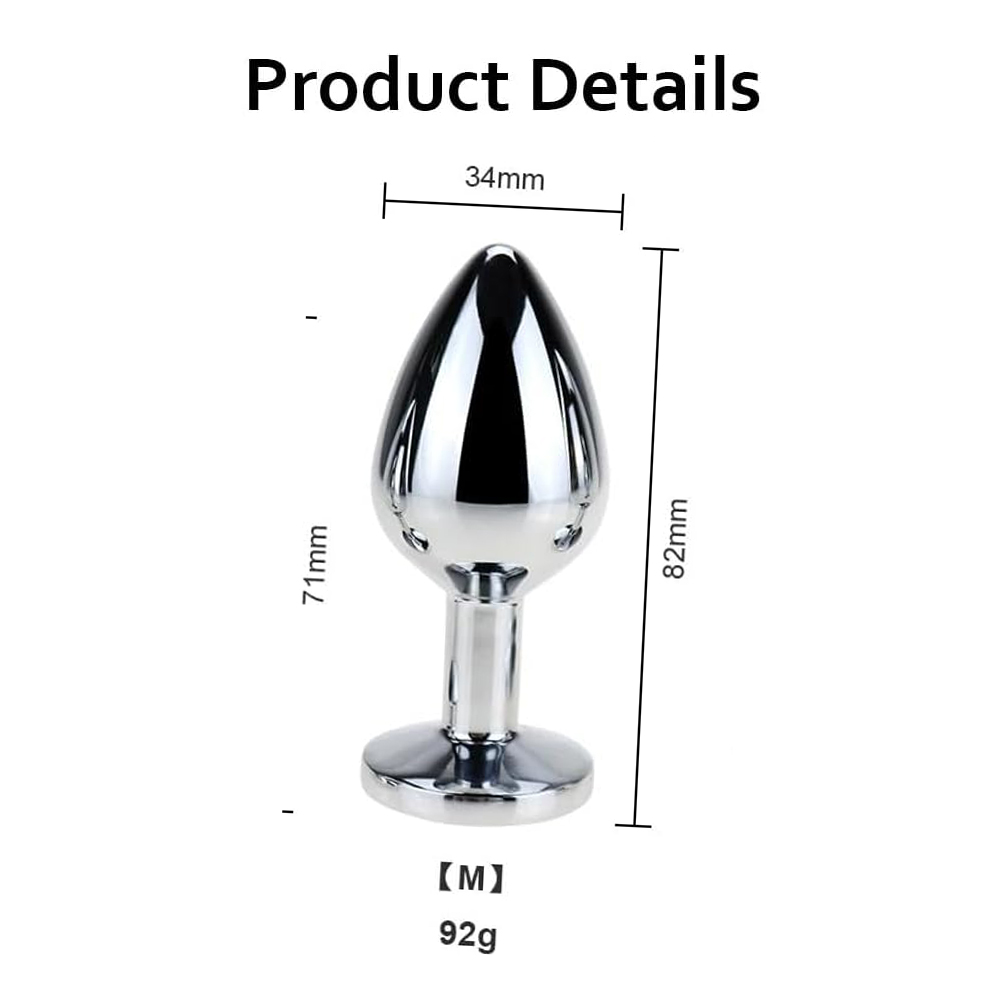 Jeweled Stainless Steel Butt Anal Plug Size (M) Purple - Image 4