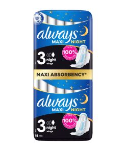 Always Maxi Night Sanitary Pads With Wings (Size 3) 18 Pads