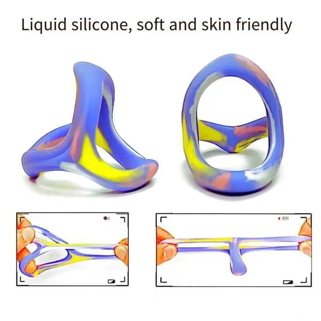 ₀̷₁̷Stretchy Color Extra Pleasure Silicone Penis Ring For Men - Image 2