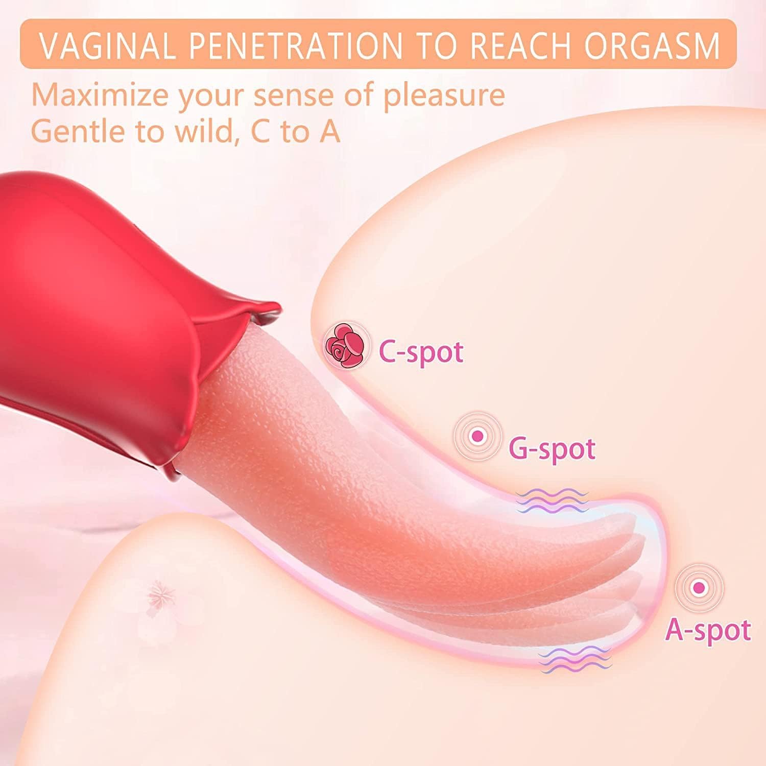 Rose Clitoral G-spot Tongue Licker Female Vibrator - Image 2