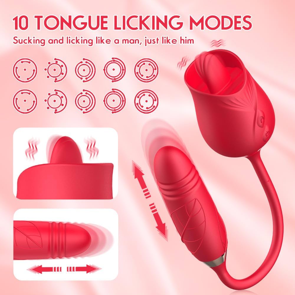 Rose 2 in 1 Licking & Up-Down Female Vibrator - Image 4