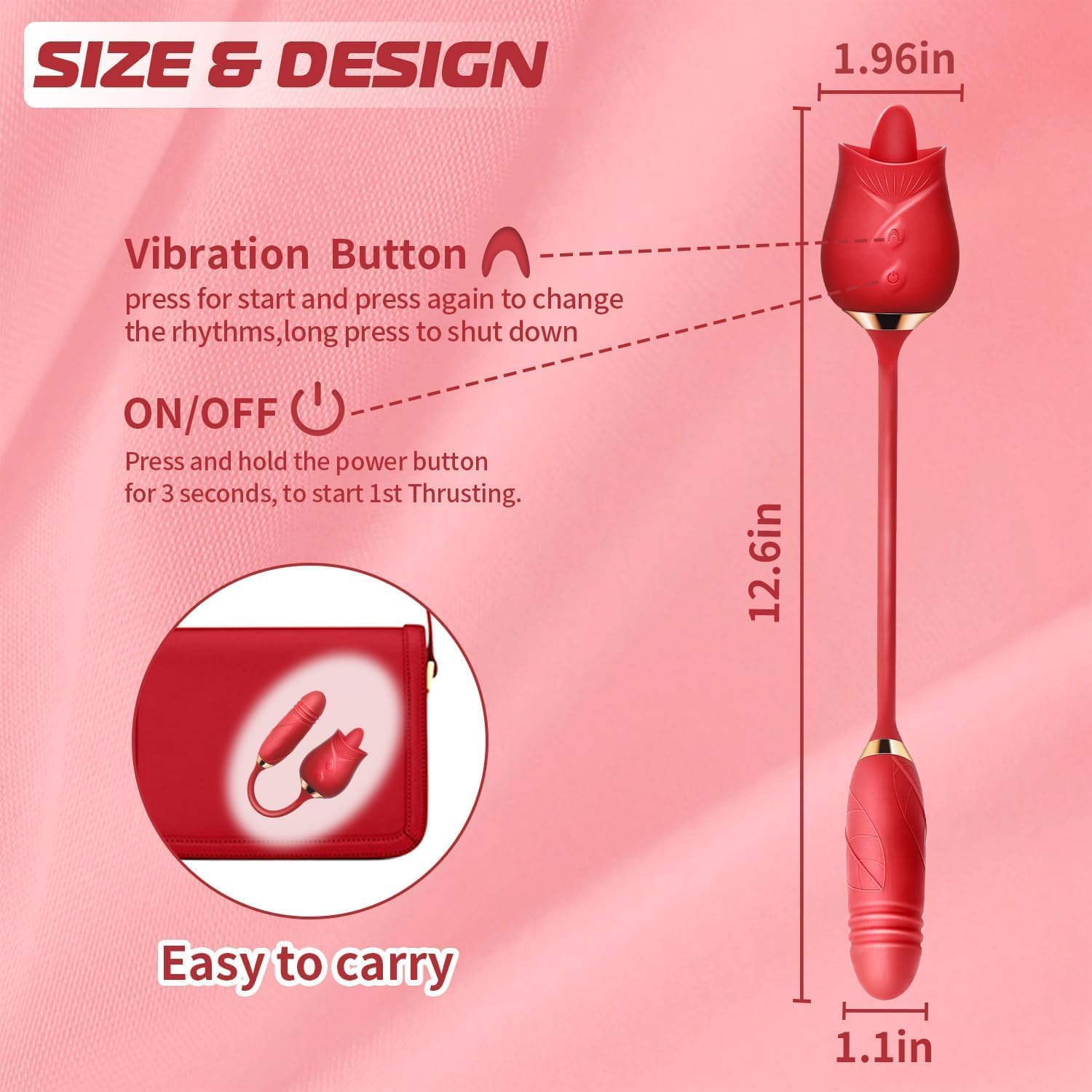 Rose 2 in 1 Licking & Up-Down Female Vibrator - Image 5