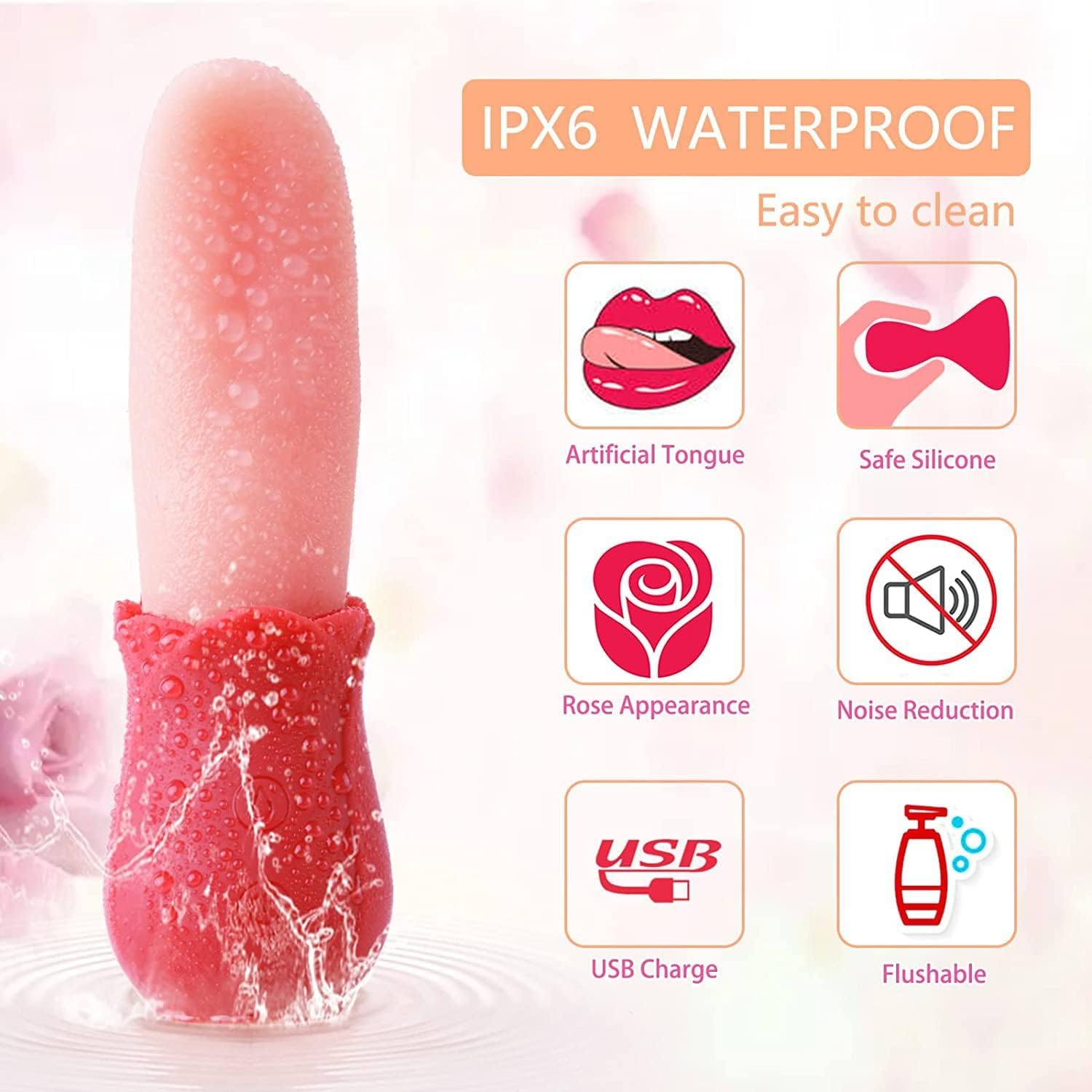 Rose Clitoral G-spot Tongue Licker Female Vibrator - Image 5